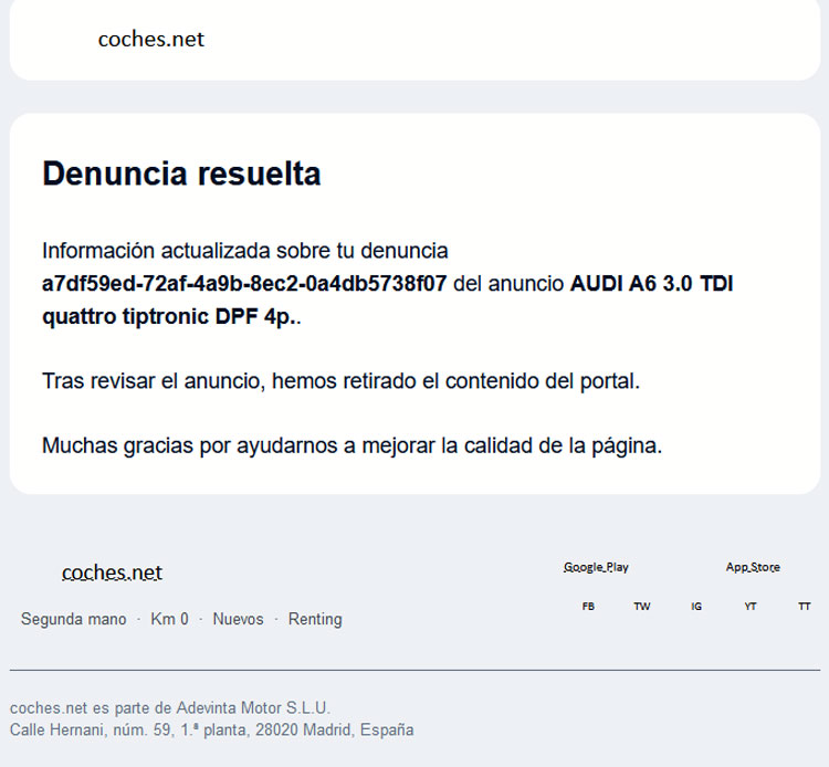 Denuncia Coches net