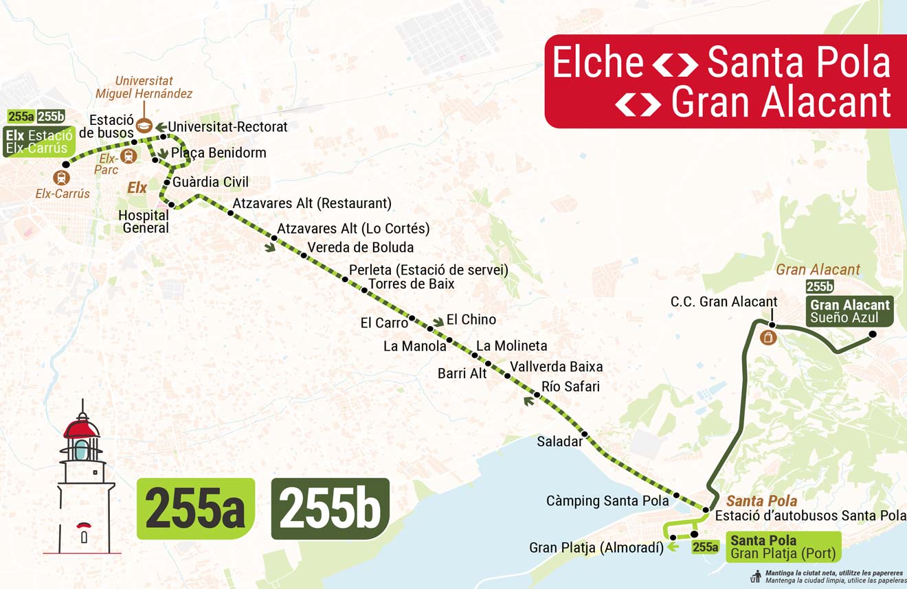 Autobuses Elche-Santa Pola (Verano)