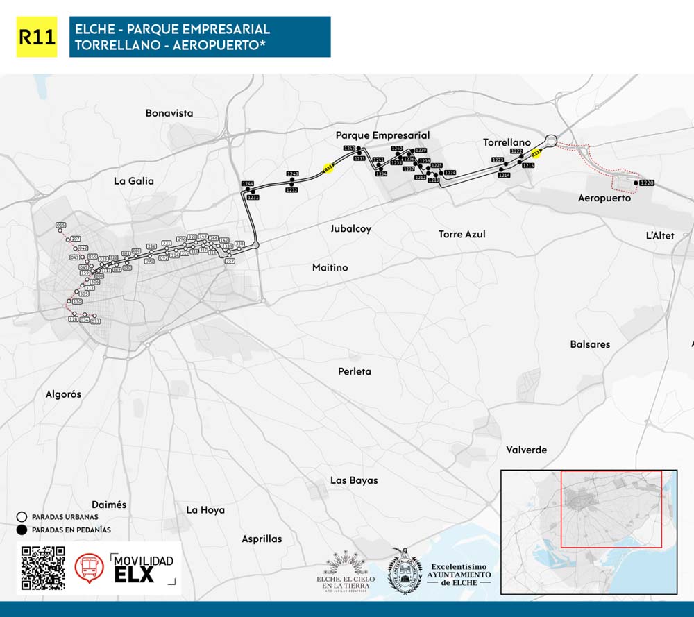 Mapa R11 Autobuses Urbanos Elche