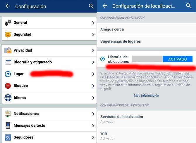 Desactivar Geolocalización Facebook