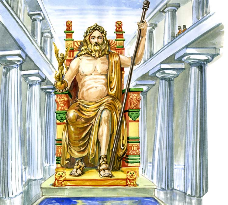 Estatua de Zeus en Olimpia, una de las Siete Maravillas del mundo Antiguo