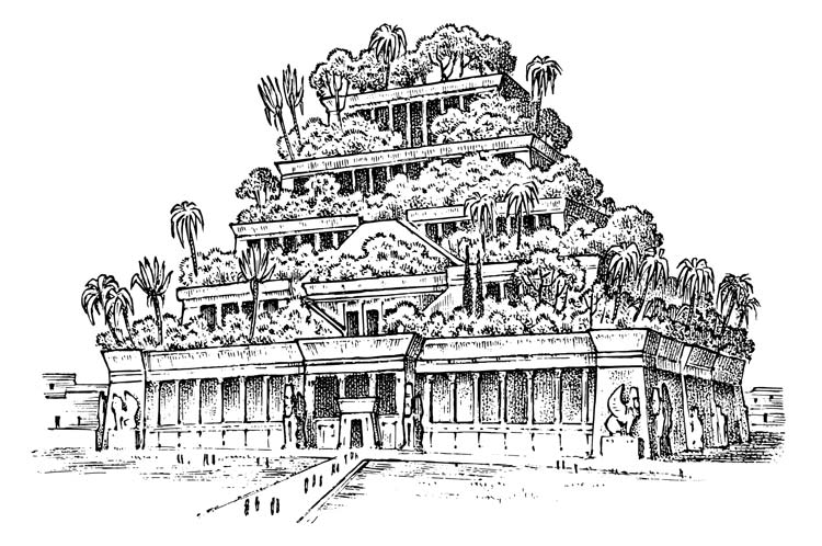 Jardines Colgantes de Babilonia, una de las Siete Maravillas del Mundo Antiguo